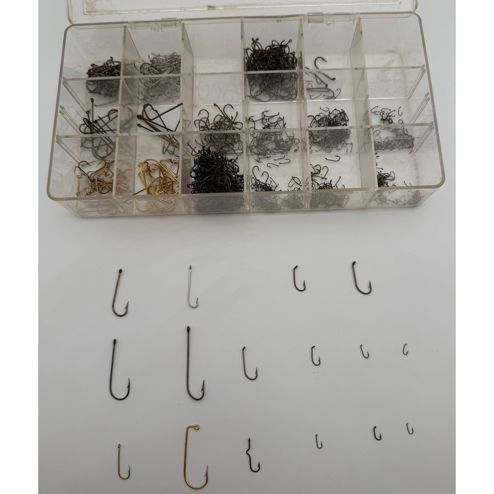 Assorted Fishing Hook Set Multi-Size Tackle Box Offset Straight Shank Hooks